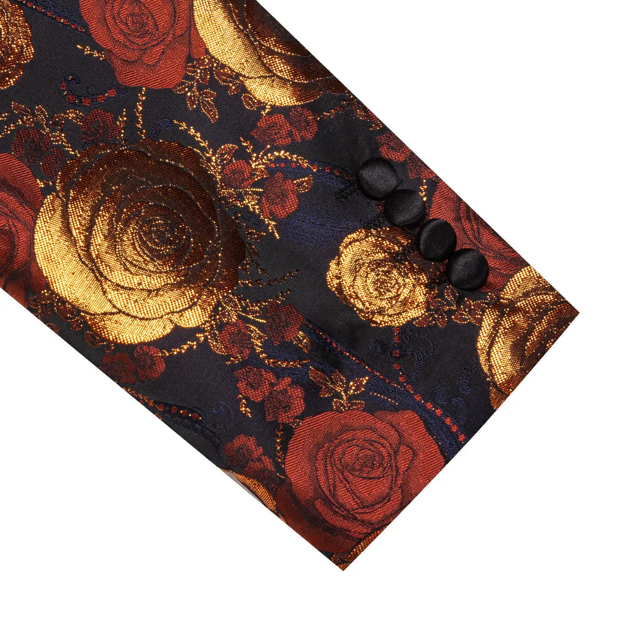 Orange and Navy Floral Tuxedo Jacket