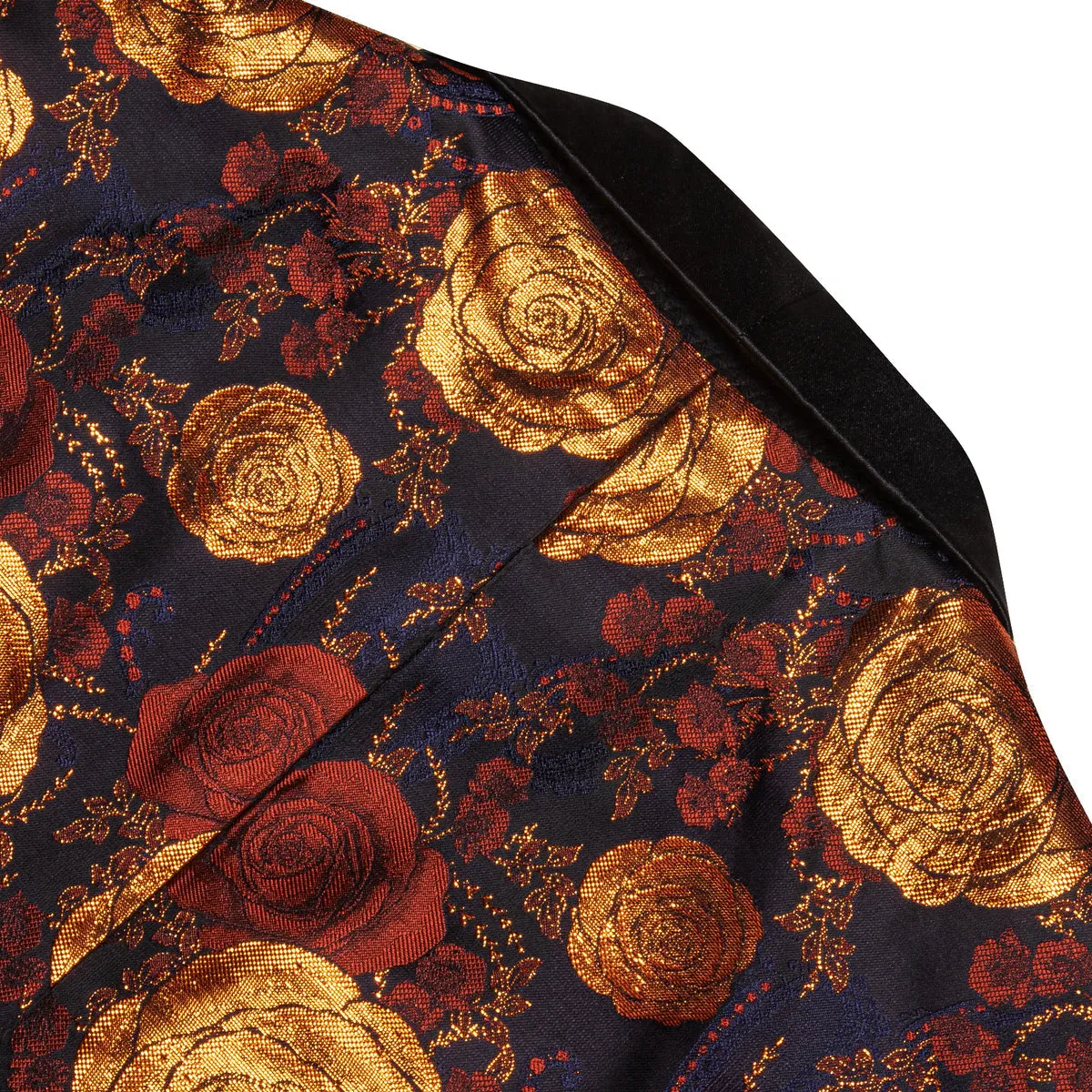 Orange and Navy Floral Tuxedo Jacket