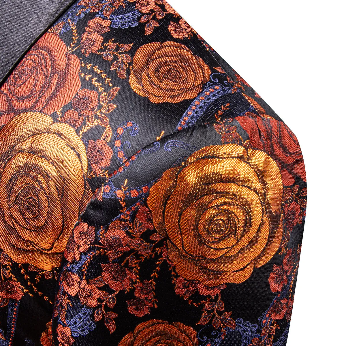 Orange and Navy Floral Tuxedo Jacket