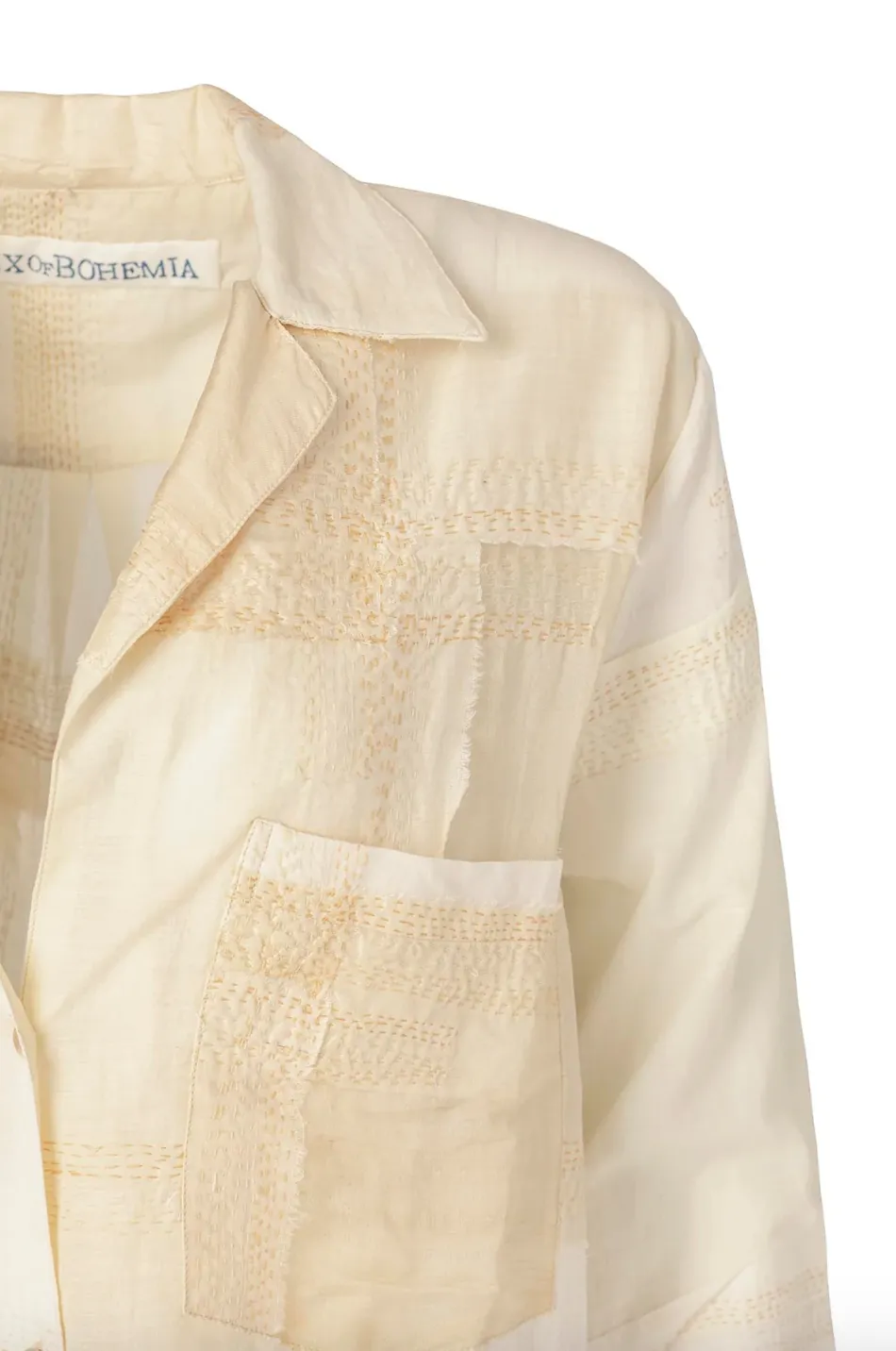 Patti Lily Kantha Shirt, White Snowdrop