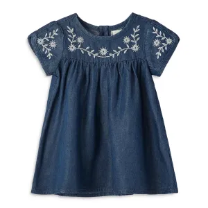 Peek Kids Denim Embroidery Dress - Indigo
