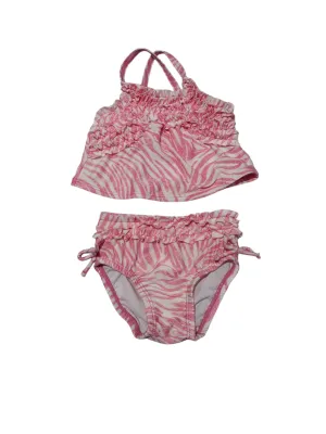 Pink zebra stripe 2 piece swim suit size 0-3m