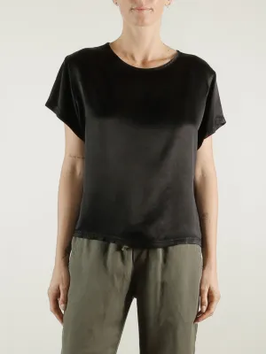 Piper Tee in Vintage Satin - Black