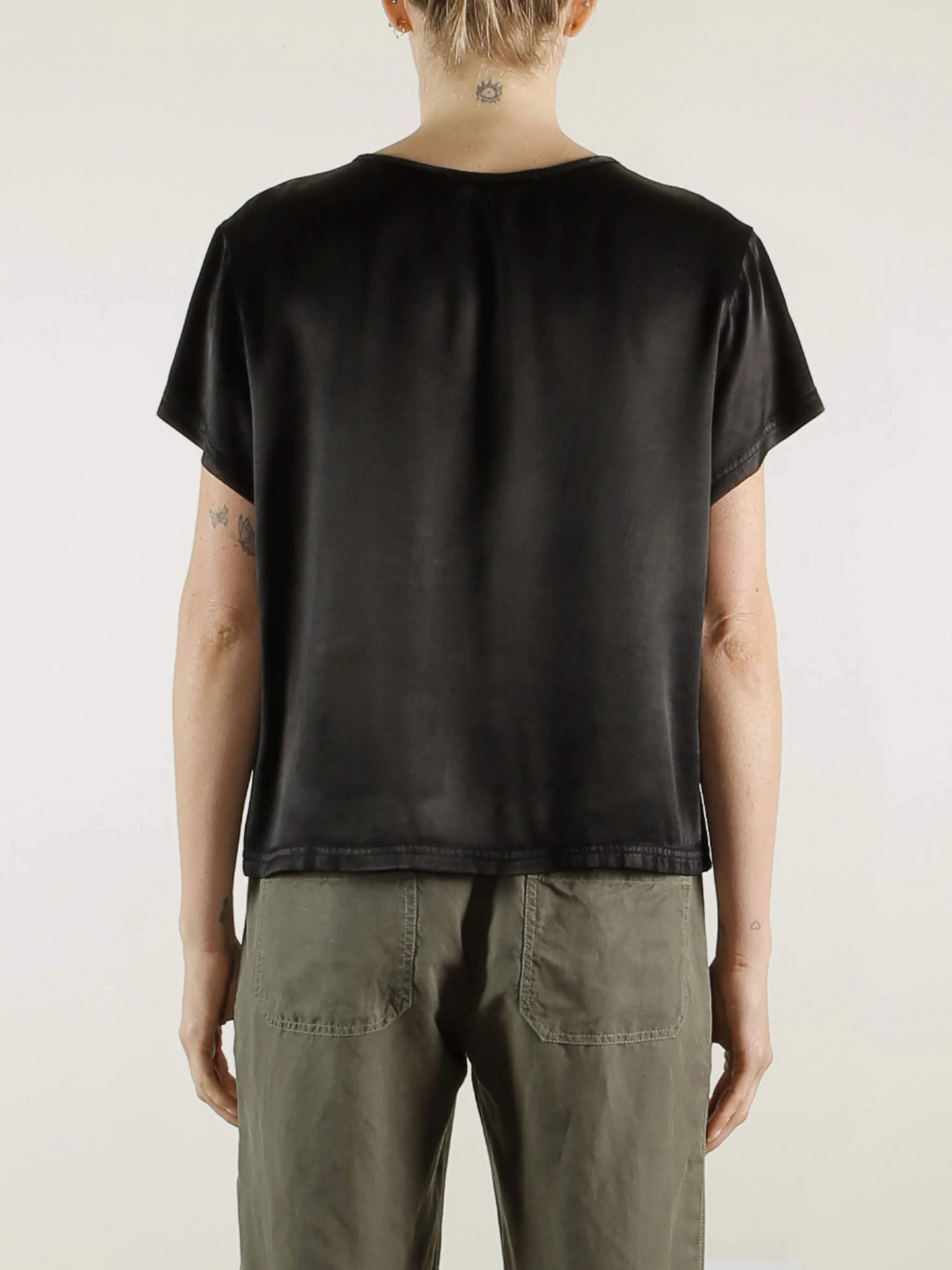 Piper Tee in Vintage Satin - Black