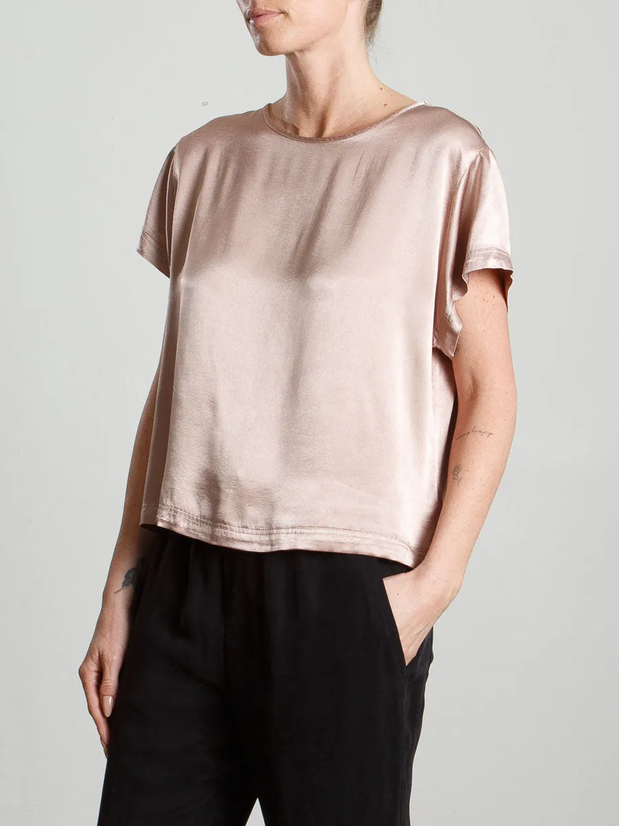 Piper Tee in Vintage Satin - Nude