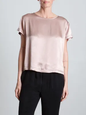 Piper Tee in Vintage Satin - Nude
