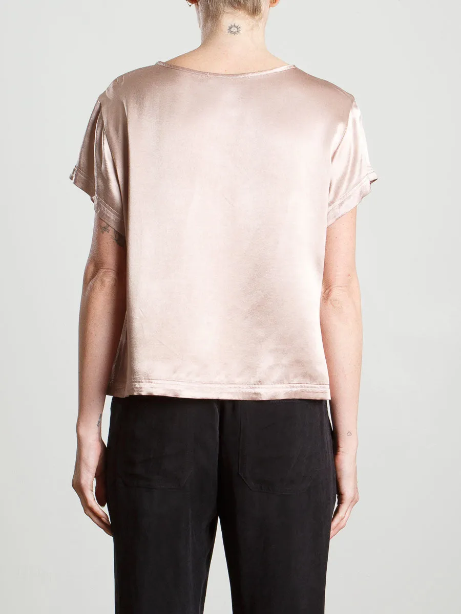 Piper Tee in Vintage Satin - Nude