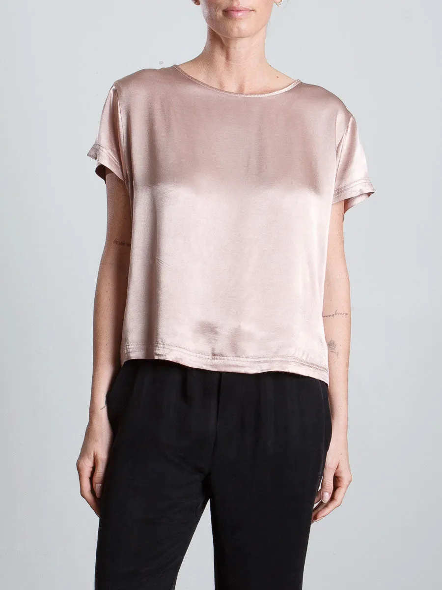 Piper Tee in Vintage Satin - Nude