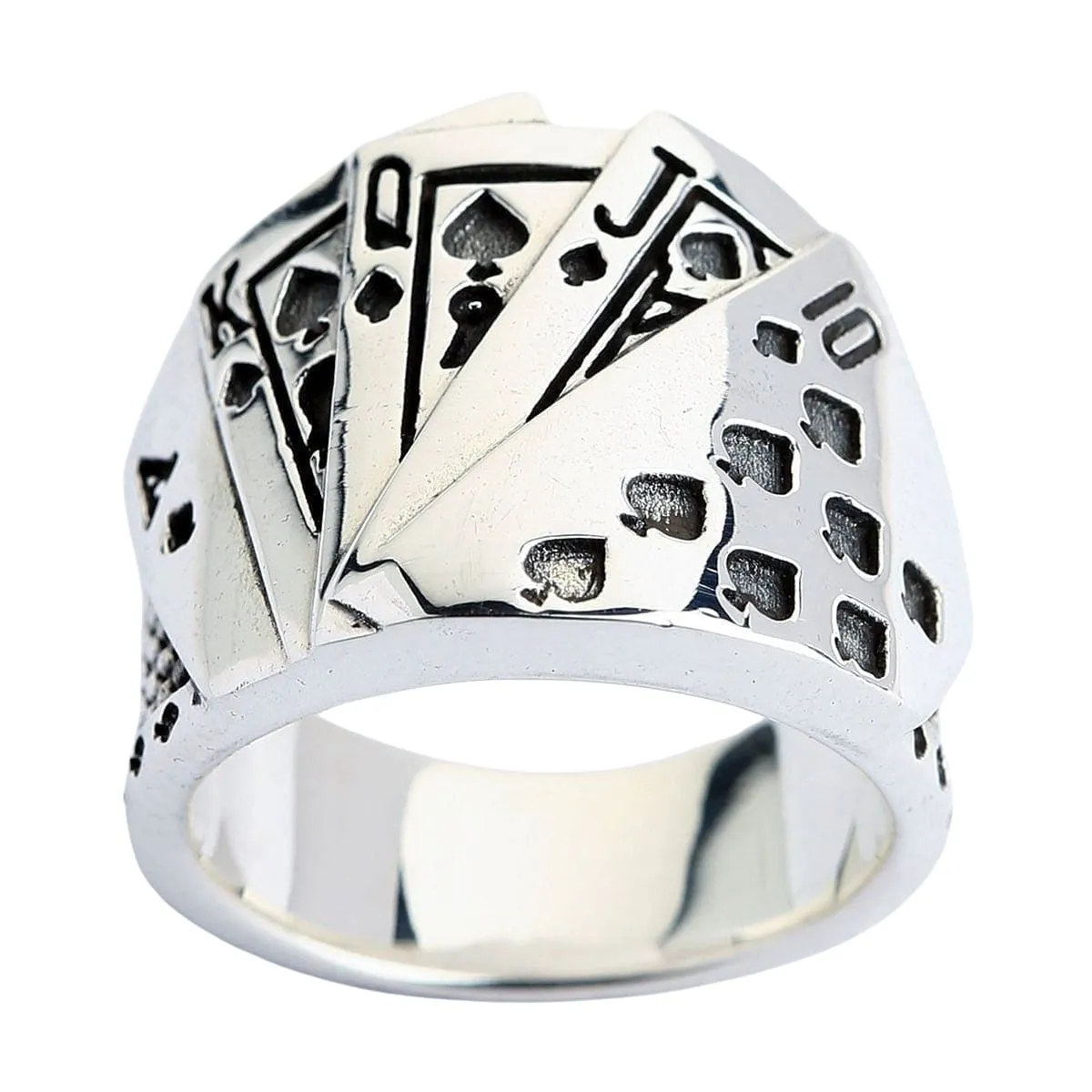 Playing Card Poker Sterling Silver Biker Ring