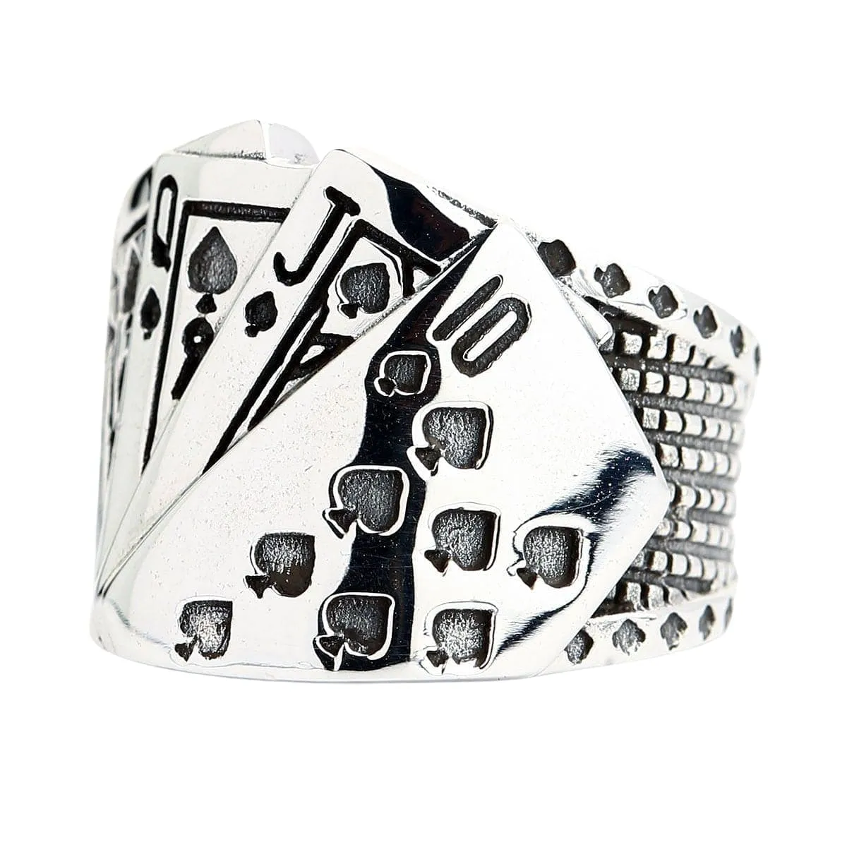 Playing Card Poker Sterling Silver Biker Ring