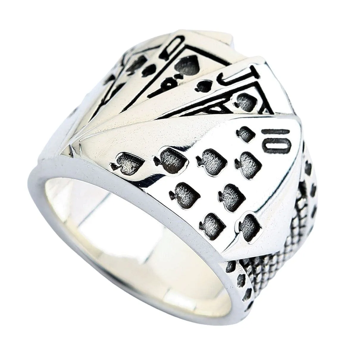 Playing Card Poker Sterling Silver Biker Ring
