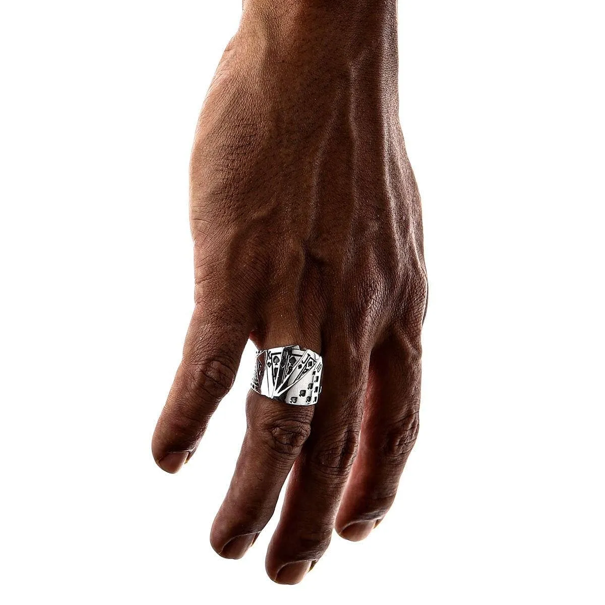 Playing Card Poker Sterling Silver Biker Ring