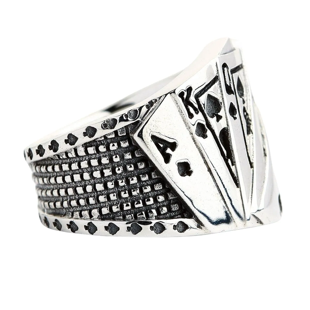 Playing Card Poker Sterling Silver Biker Ring