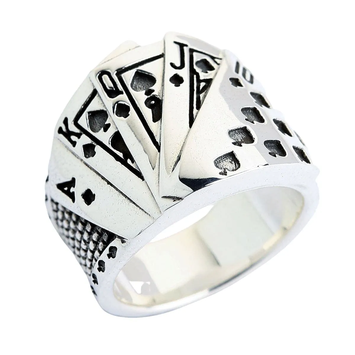 Playing Card Poker Sterling Silver Biker Ring
