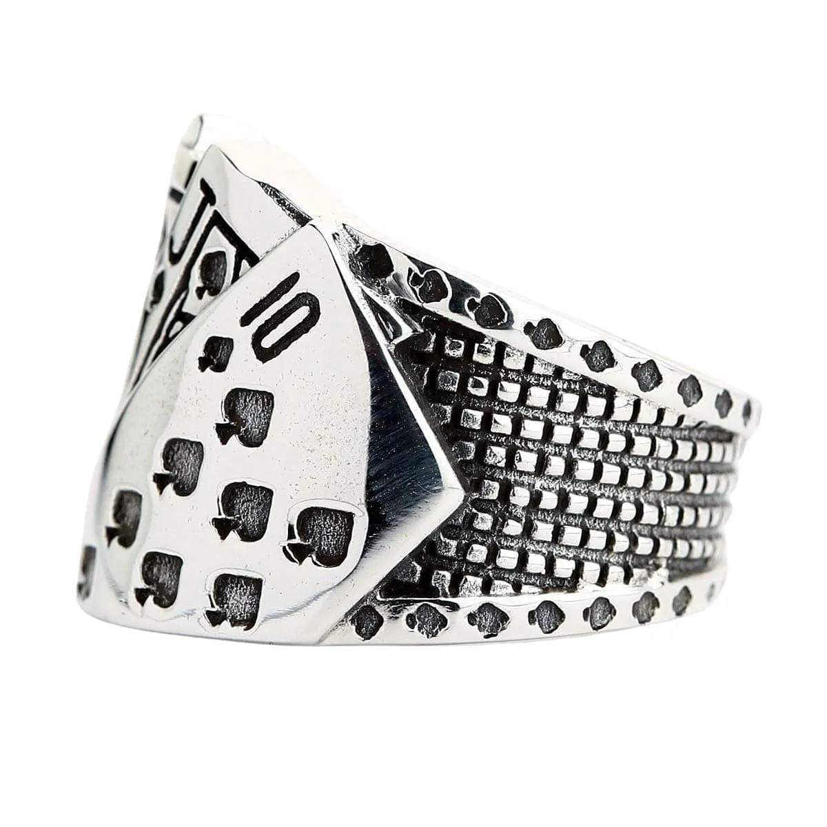 Playing Card Poker Sterling Silver Biker Ring