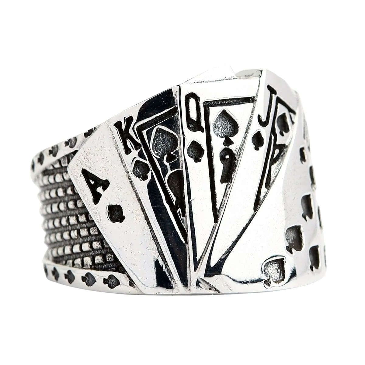Playing Card Poker Sterling Silver Biker Ring