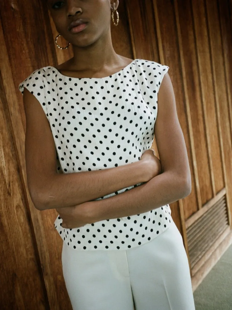 Polka Dot Silk Shell