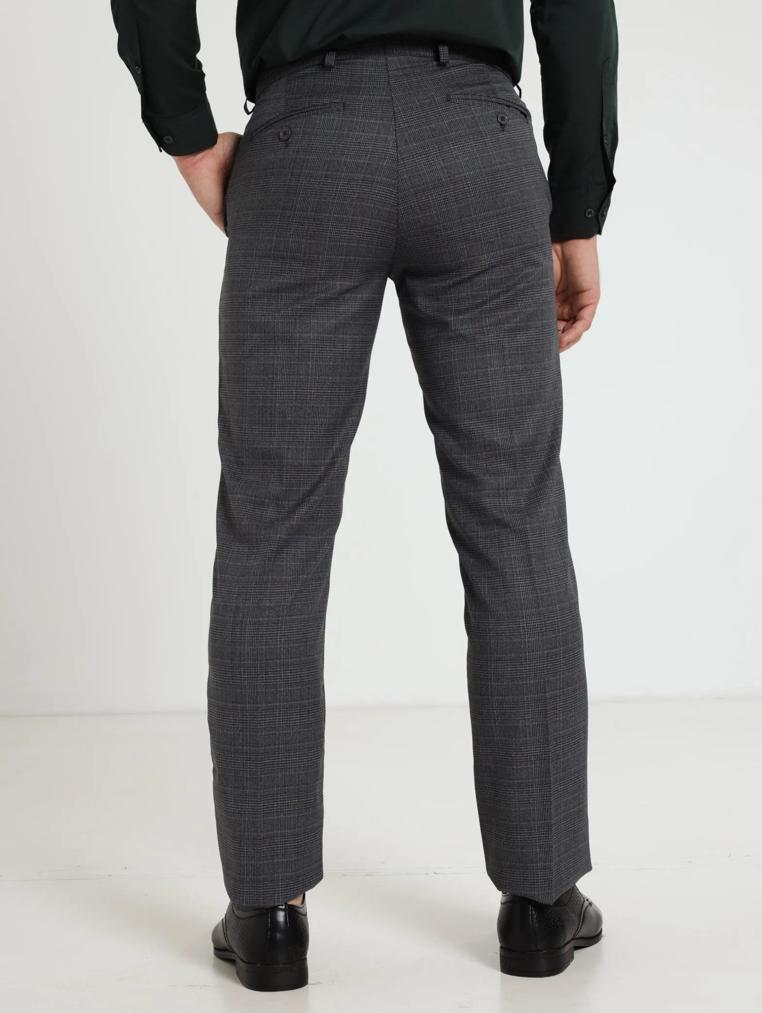 Regular Check Trouser - Charcoal
