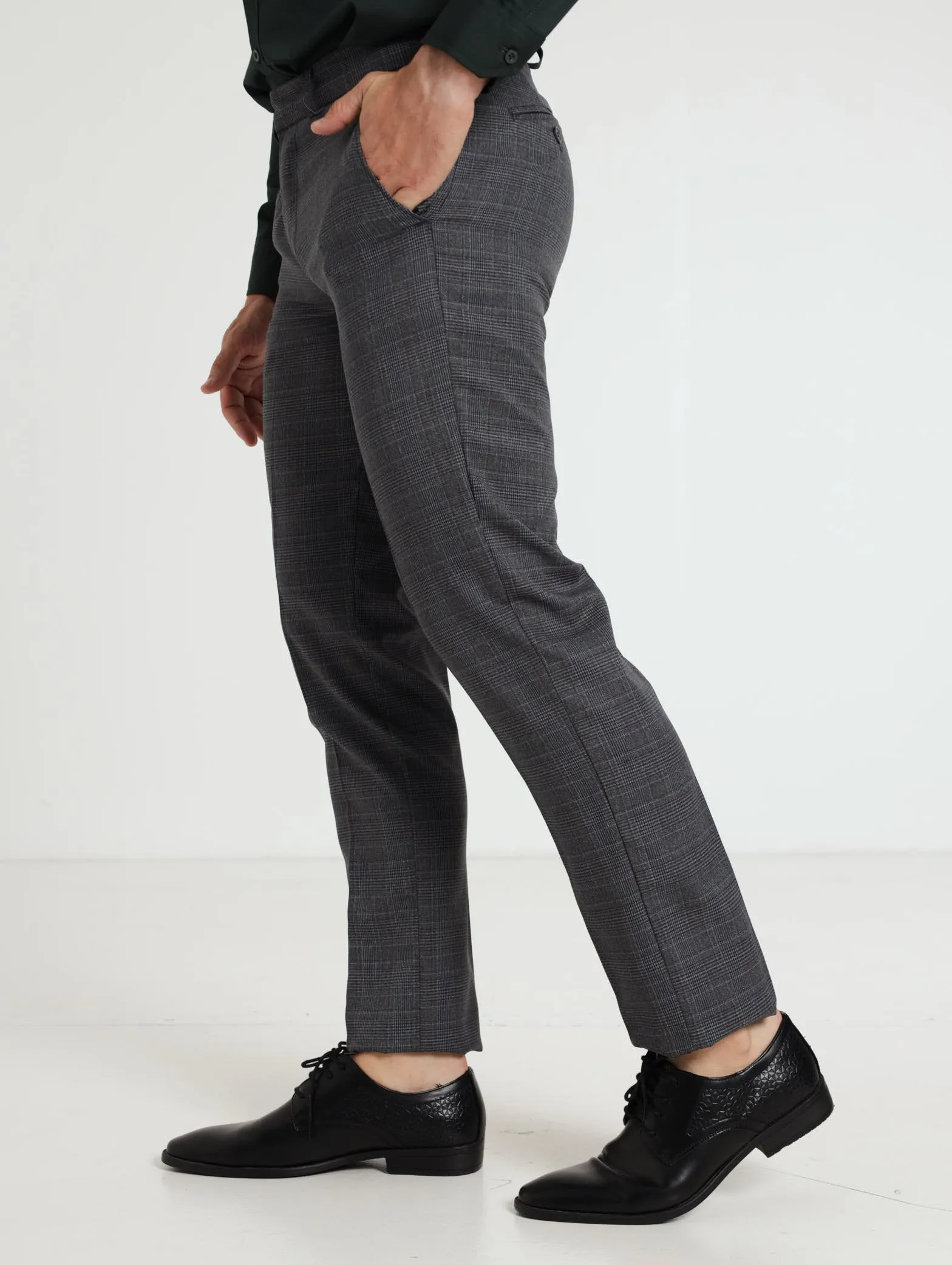 Regular Check Trouser - Charcoal
