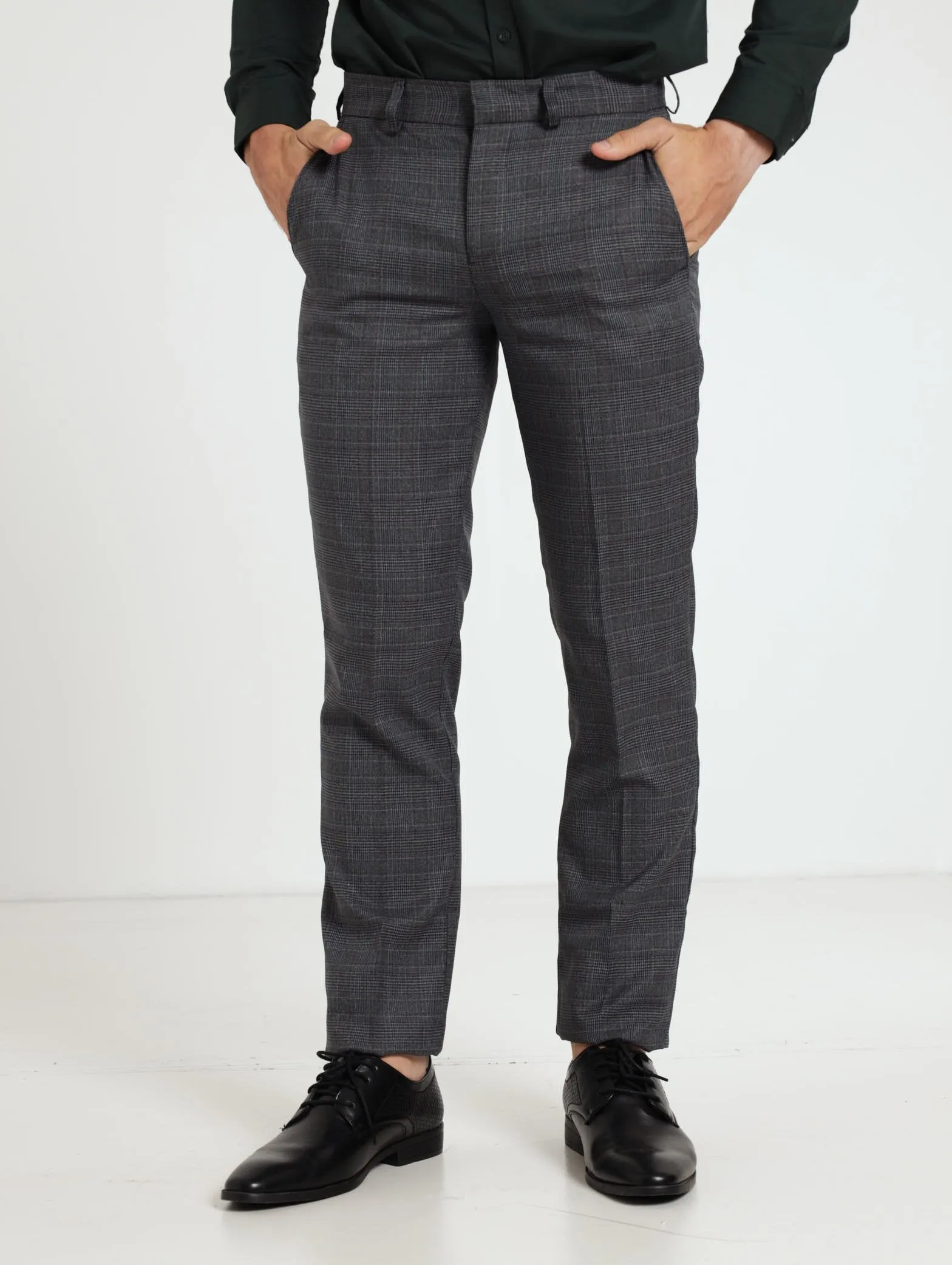 Regular Check Trouser - Charcoal