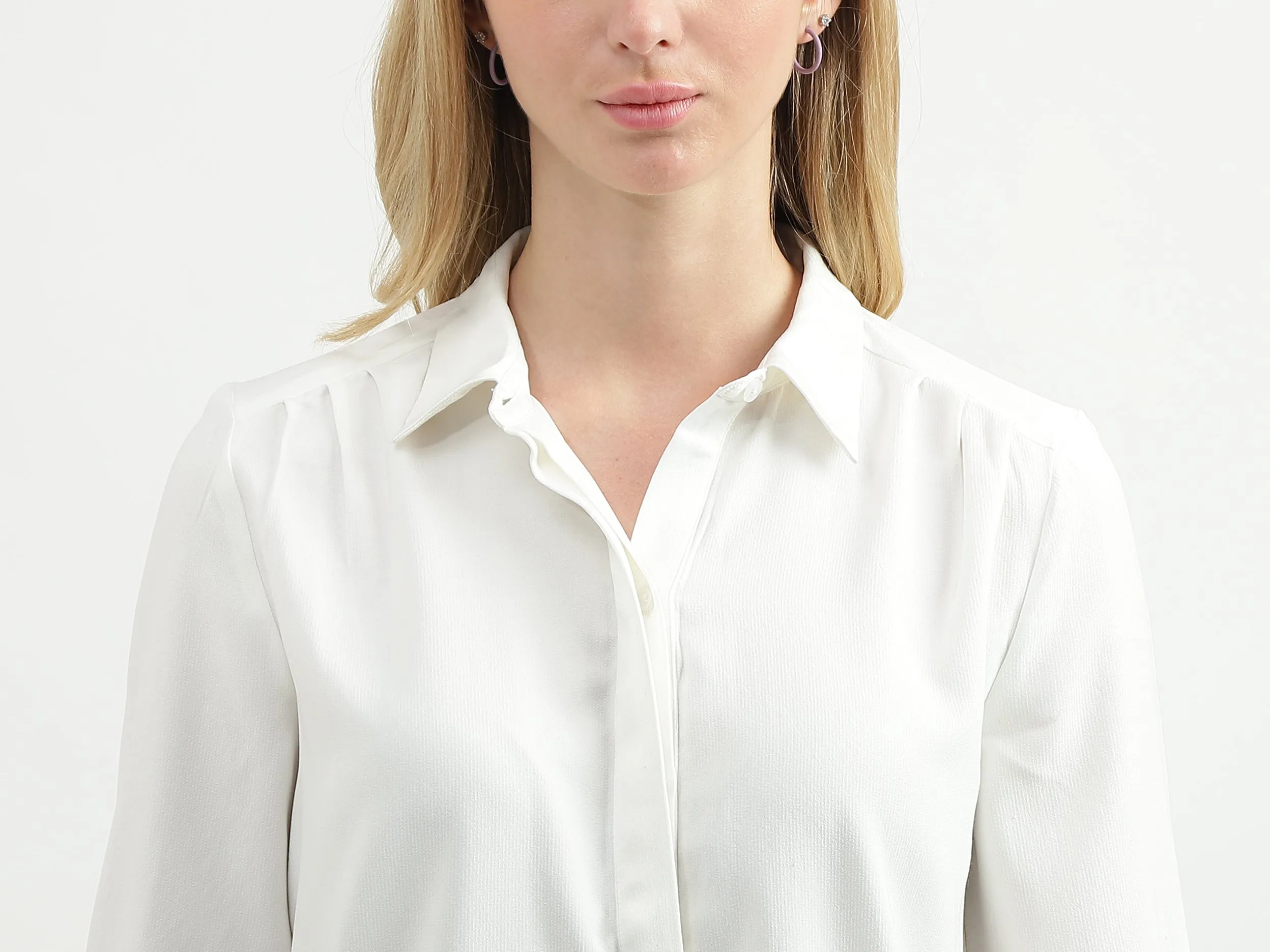Relaxed-Fit Regular Collar High-Low Hem Shirt