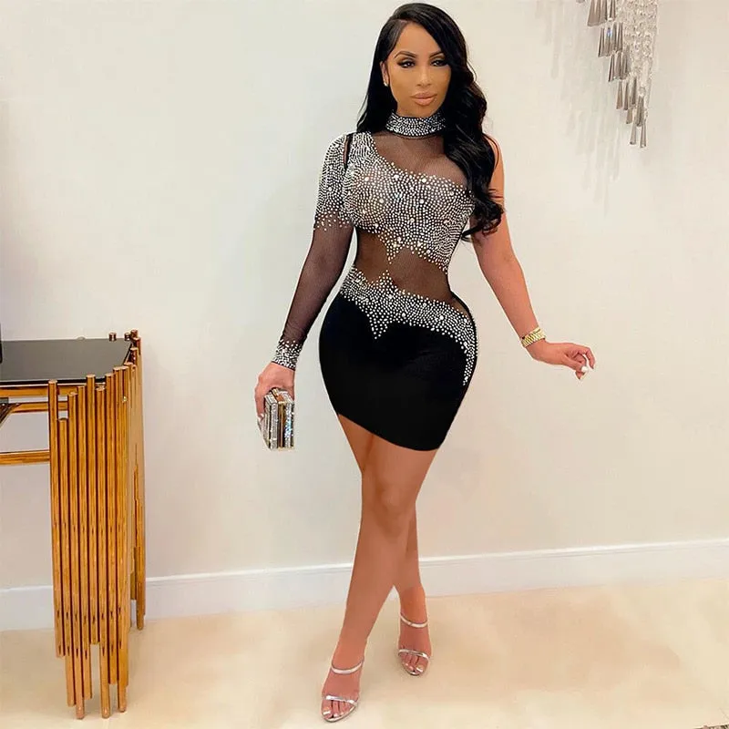 Rhinestones Sequins Short Dress