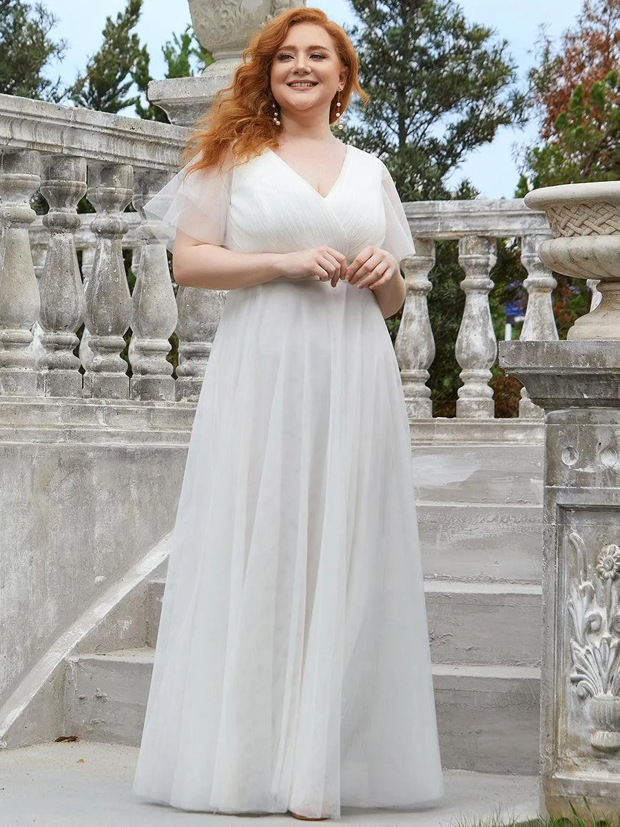 Robe de demoiselle d'honneur grande taille pour femmes avec manches courtes