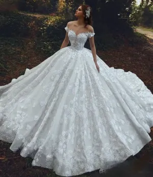 robe de mariage princess lace wedding dresses ball gown white luxury boho wedding gown