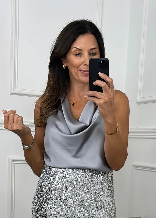 Rosaleen Grey Cowl Neck Cami