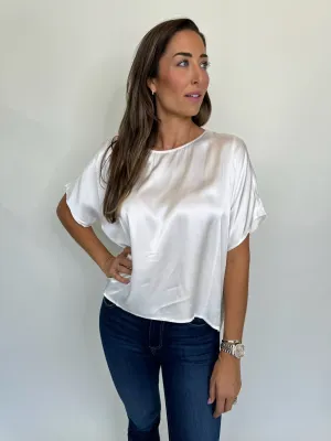 Rose and Crown Satin Top Cream