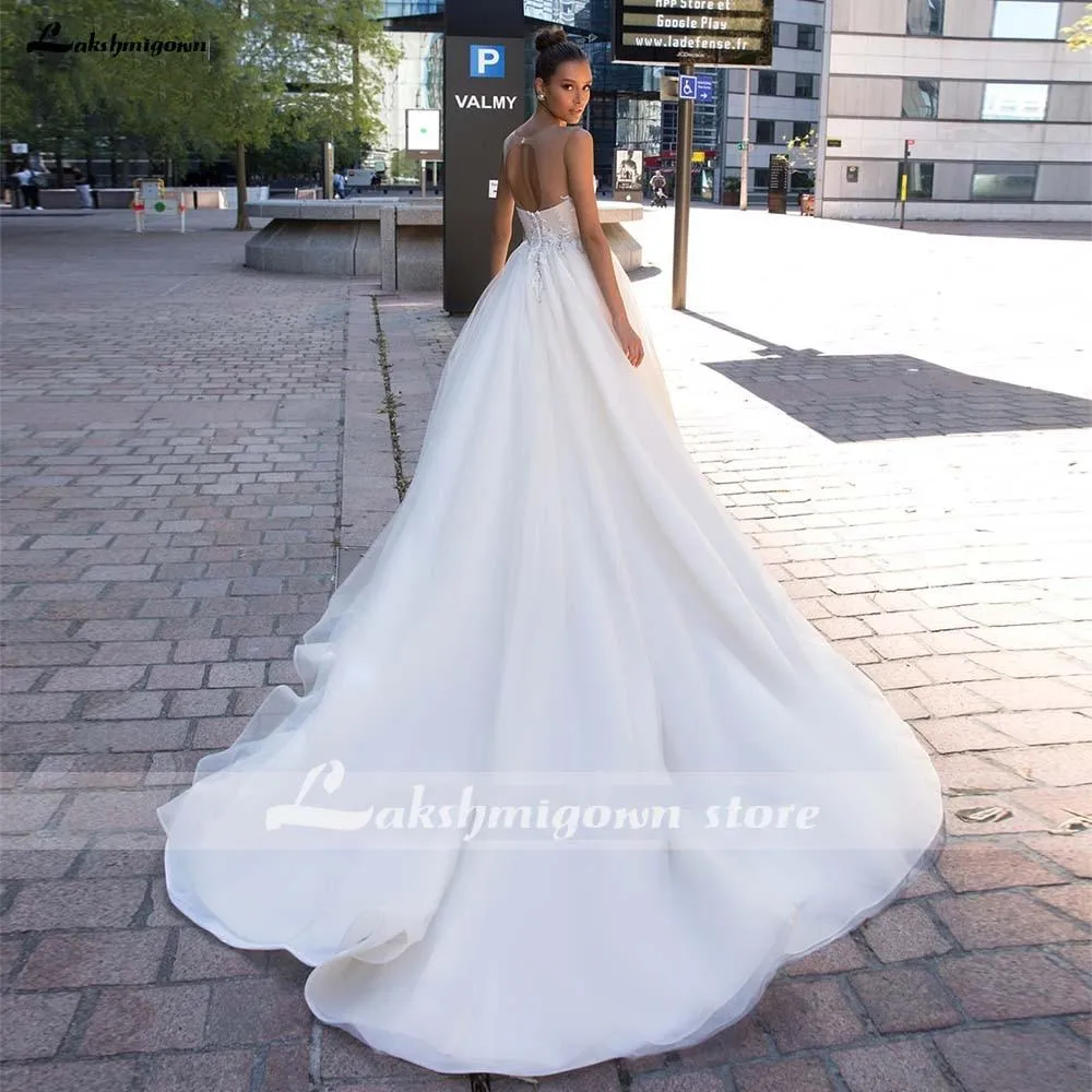 Roycebridal Illusion Scoop A Line Lace Wedding Dresses Applique