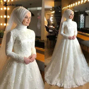 Roycebridal Modest Muslim Wedding Dresses Long Sleeves