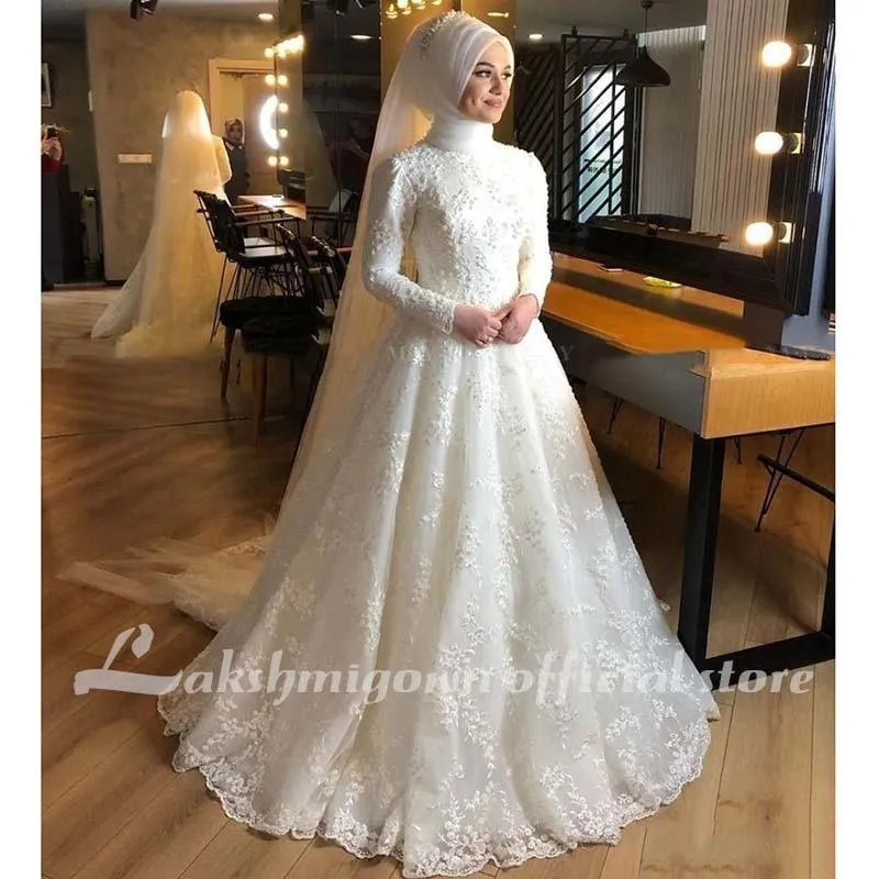 Roycebridal Modest Muslim Wedding Dresses Long Sleeves