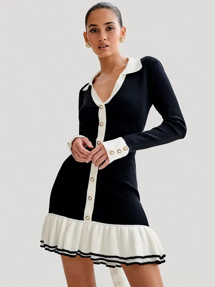 Ruffled Knit Mini Dress