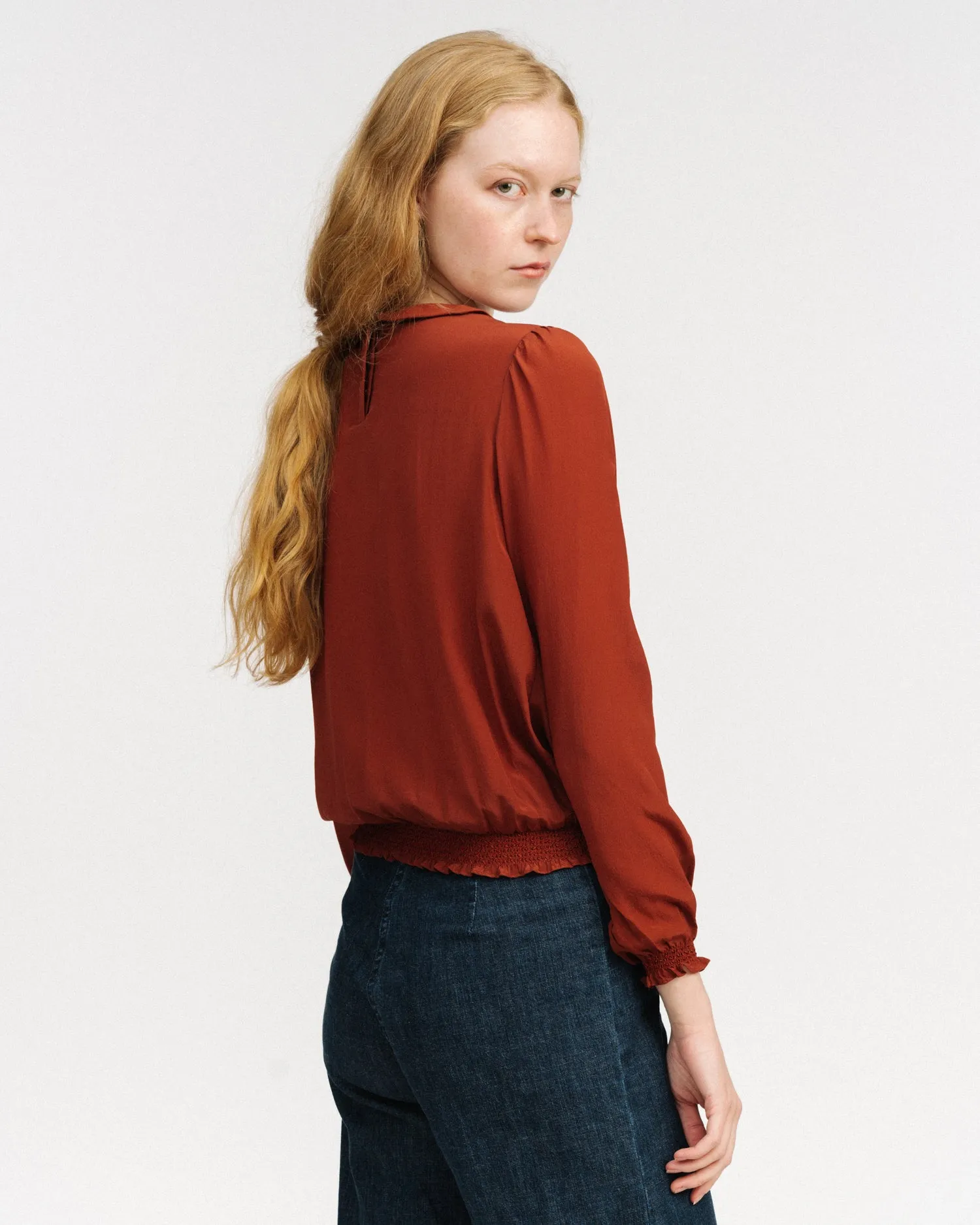 Rust silk blouse