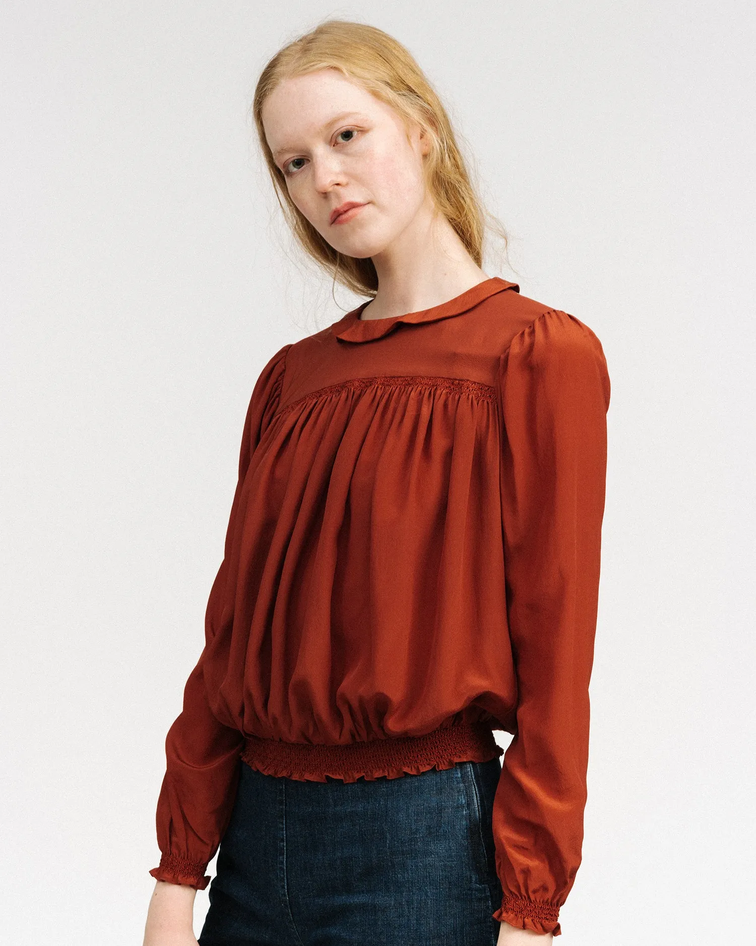 Rust silk blouse