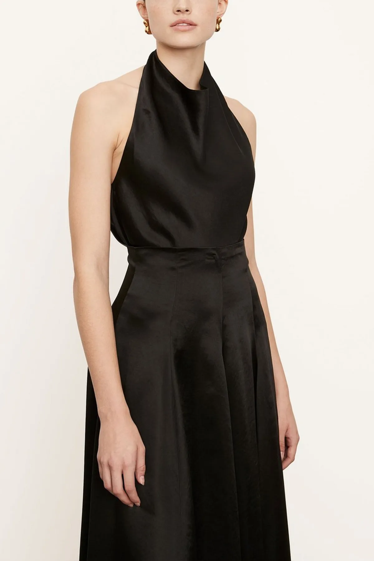 Satin Halter Neck Blouse in Black