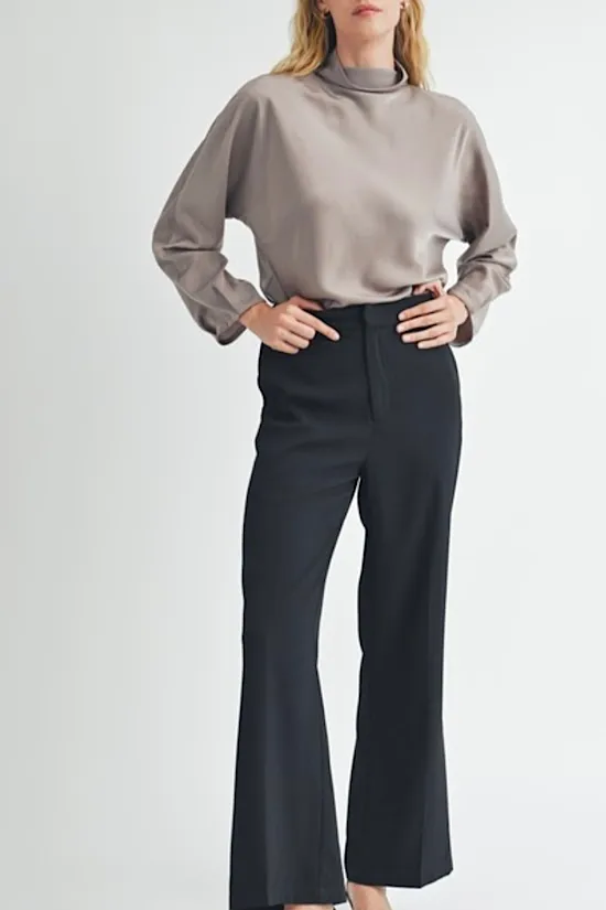 Satin Mock Neck Blouse