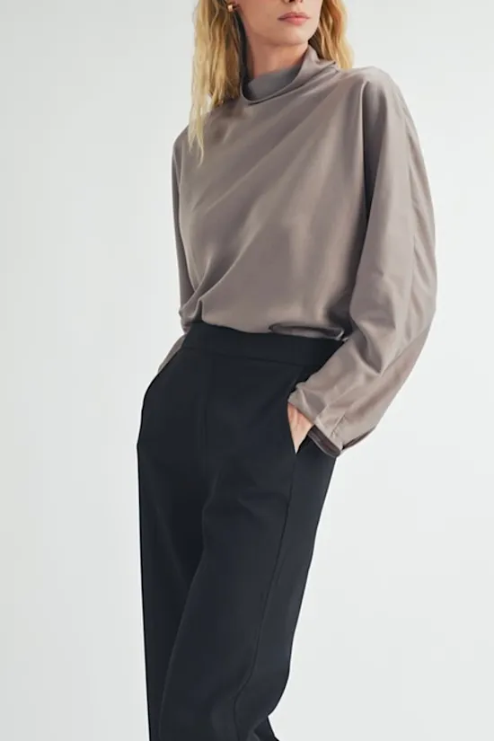 Satin Mock Neck Blouse