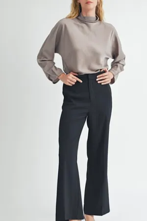 Satin Mock Neck Blouse