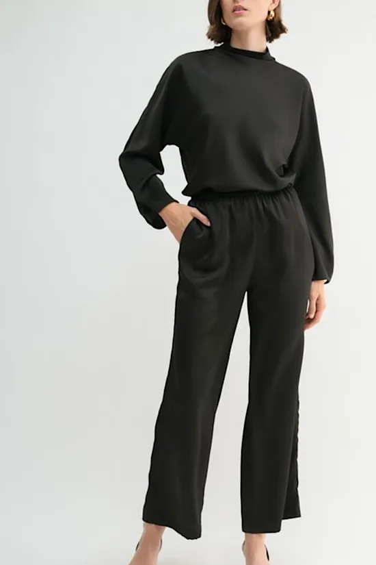 Satin Mock Neck Blouse