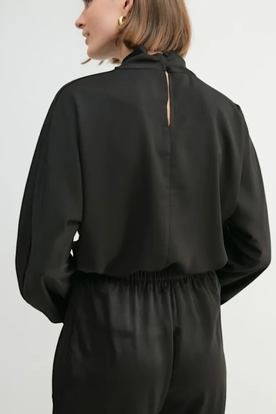 Satin Mock Neck Blouse