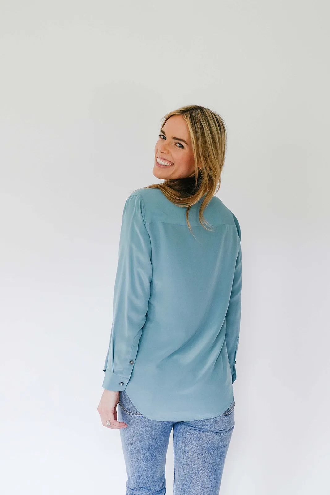Serena Shirt with Pockets in Blue