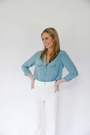 Serena Shirt with Pockets in Blue
