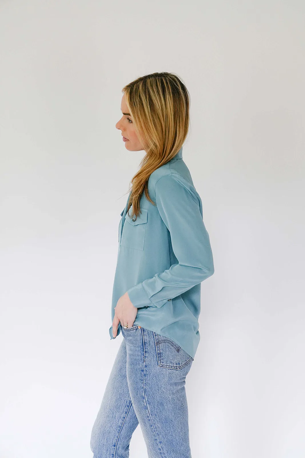 Serena Shirt with Pockets in Blue