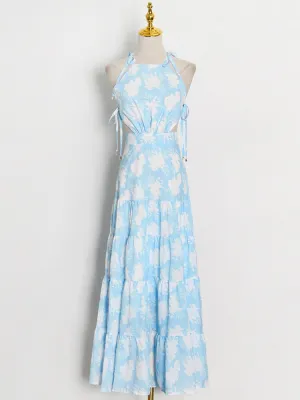 Sexy Print Colorblock Dress For Women Round Neck