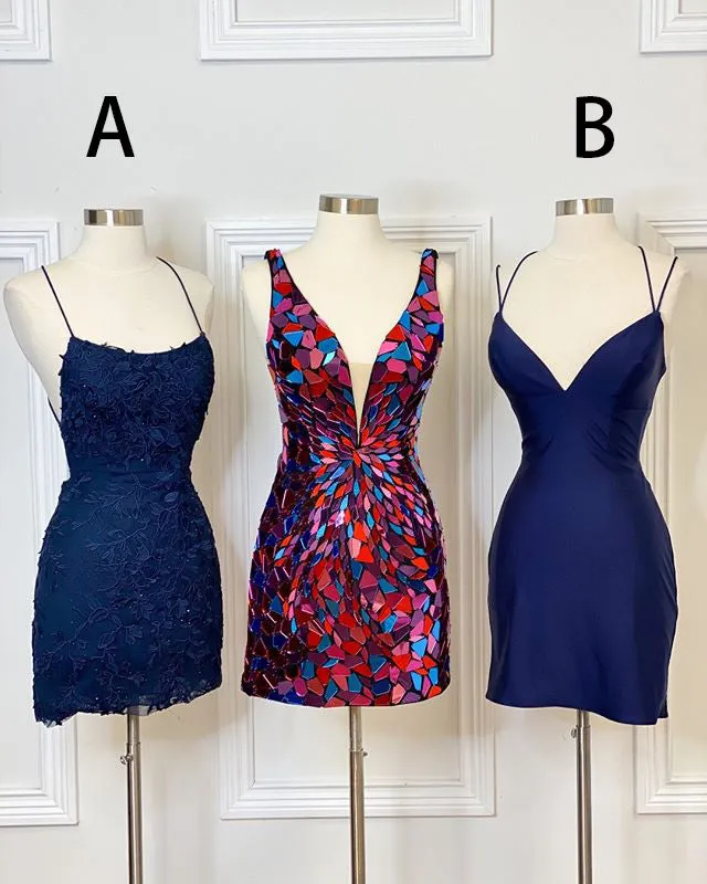 Sexy Royal Blue Satin Homecoming Dresses Cross Criss Strips Sexy Lace Homecoming Party Gowns