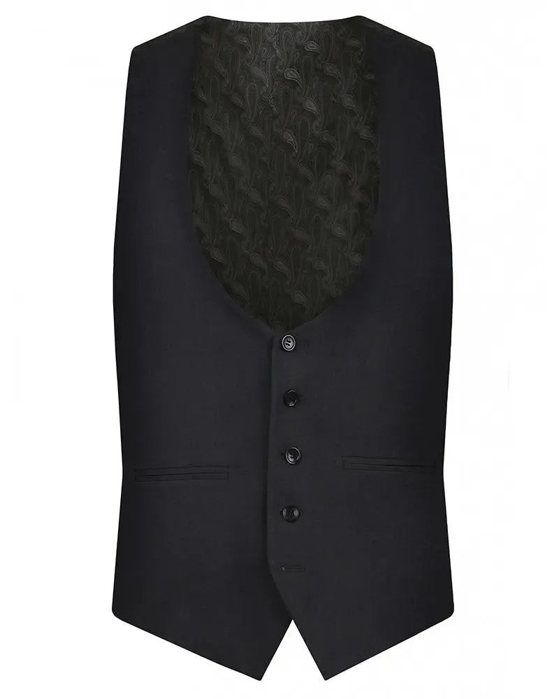 Shawl Collar Dinner Suit Waistcoat - Charcoal Grey / Black