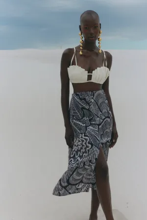 Shellegance Monotone Abstract Shells - Satin Slip Skirt