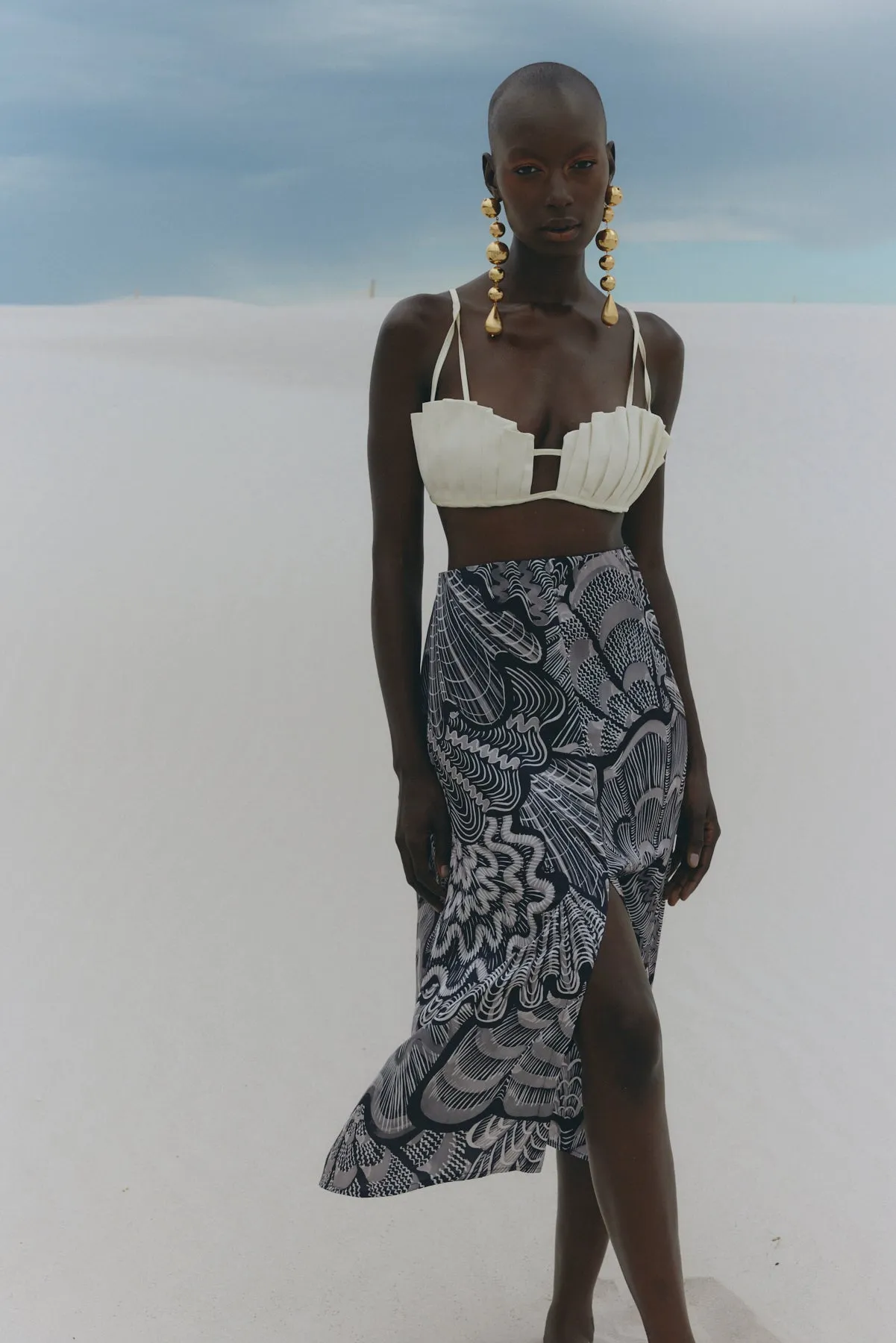 Shellegance Monotone Abstract Shells - Satin Slip Skirt